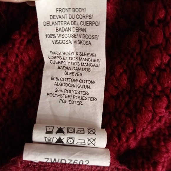 Lucky Brand Small Cardigan Waterfall Open Front Drape Pockets Red - Picture 10 of 11